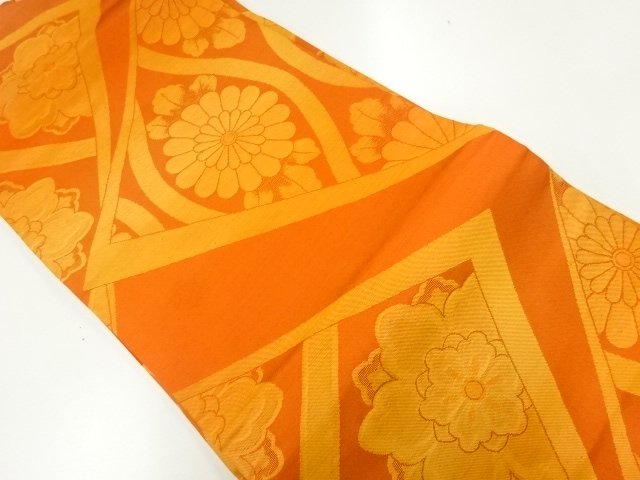 JAPANESE KIMONO / NAGOYA OBI / WOVEN KIKU & TATEWAKU PATTERN 